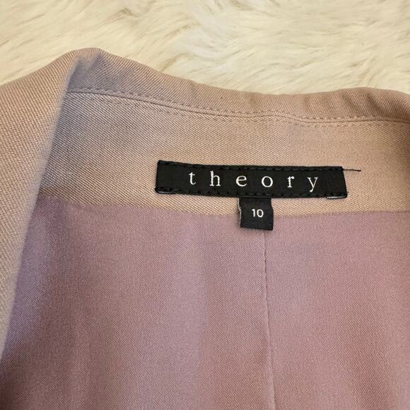 Theory Open Front Cropped Long Sleeve Work Office Blazer Jacket Pink 10 - Picture 6 of 12